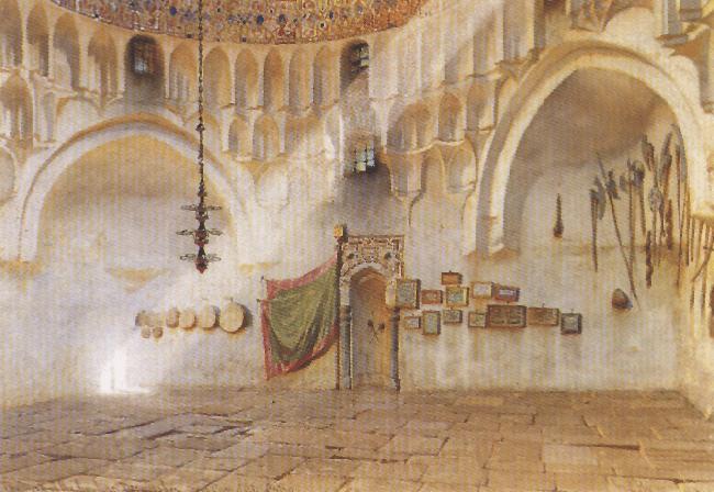 Carl Haag The Mosque of the Howling Dervishes, near Case el Ali, Cairo. Norge oil painting art